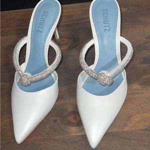 White with crystal Schutz heels